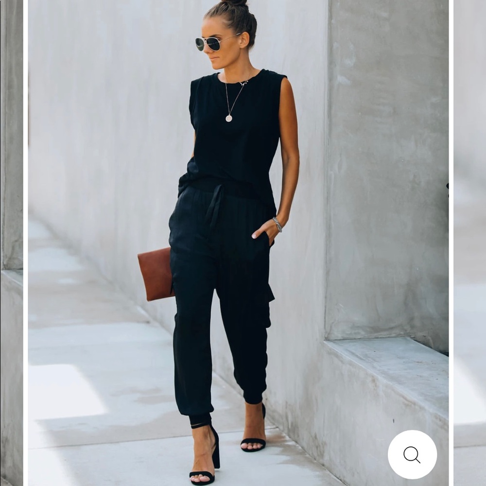 Benedict Pocketed Satin Cargo Joggers - NWT